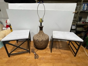 lot 78 image: Cork Lamp and Small End Tables