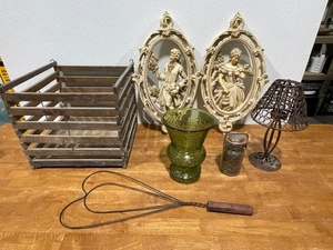 Wood Crate, Glass Items, Home Decor