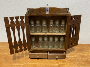 Vintage Spice Rack with Glass Jars