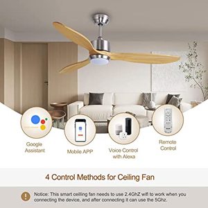Ovlaim 52 Inch Solid Wood Ceiling Fans with Lights Remote Control