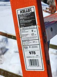 lot 15 image: Heavy Duty 8ft Keller Fiberglass Ladder
