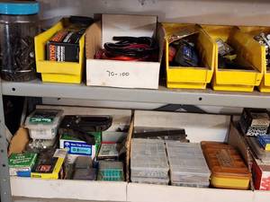 lot 117 image: Assorted Hardware Supplies on Metal Shelving Unit