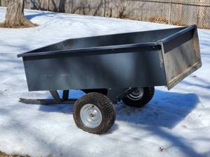 lot 180 image: Pull Behind ATV  Riding Lawn Mower Dump Trailer