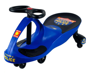 lot 101 image: Lil Rider  Chief Justice Police Blue Wiggle Ride-on Car (OPEN BOX)