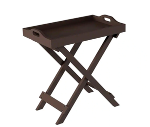 lot 122 image: Lavish Home Brown Wooden Folding End Table with Removable Tray (OPEN BOX)