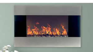 lot 150 image: Northwest  35 in. Stainless Steel Electric Fireplace with Wall Mount and Remote in Silver (OPEN BOX)