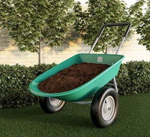 lot 177 image: Pure Garden 50-LG1079 Pure 2-Wheeled Garden Wheelbarrow in Green