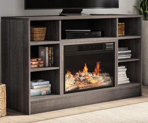 lot 178 image: 44-Inch Long Electric Fireplace TV Stand Entertainment Center Console with Remote, LED Flames, Adjustable Heat by Northwest (Gray)