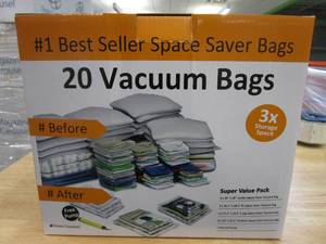 lot 166 image: Home Complete 20 Vacuum Sealer Bags  Compression Bags for Travel, Clothes, and Blanket Storage