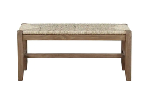 lot 190 image: Alaterre Furniture Newport Brown Wood Bench with Rush Seat 18 in. H x 40 in. W x 15 in. D (OPEN BOX)