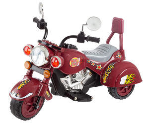 lot 200 image: Kids Motorcycle Ride On Toy  3-Wheel Chopper with Reverse and Headlights - Battery Powered Motorbike for Kids 3 and Up by Lil Rider (Maroon) (OPEN BOX)