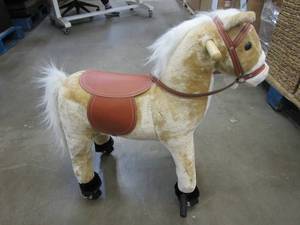 lot 185 image: Happy Trails Plush Walking Horse with Wheels and Footrests