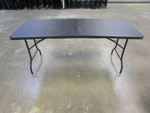 lot 198 image: 70 in Black Plastic Folding Table (SCRATCH & DENT)
