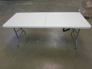 lot 199 image: 70 in White Plastic Folding Table (SCRATCH & DENT)