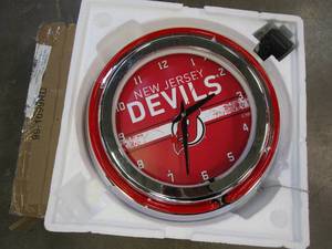 lot 211 image: New Jersey Devils Neon Wall Clock (OPEN BOX)