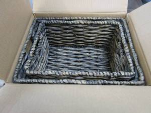 lot 218 image: Villacera Rectangle Handmade Twisted Wicker Baskets (OPEN BOX)