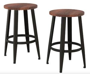 lot 207 image: Lavish Home 80-FSTL-7 Counter Height Stools-Backless Kitchen or Dining Room Metal Base, Wood Seat- Modern Farmhouse Accent Furniture (Set of 2) (OPEN BOX)
