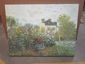 lot 301 image: Country Side Print on Canvas With Wood Frame. Approximate Dimensions 24 x 32 - SOLD AS IS