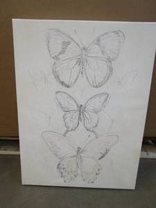 lot 304 image: Butterfly Print on Canvas With Wood Frame. Approximate Dimensions 18 x 24 - SOLD AS IS