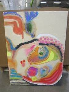 lot 309 image: Abstract Cultural Print On Canvas With Wood Frame. Approximate Dimensions 24 x 32 - SOLD AS IS