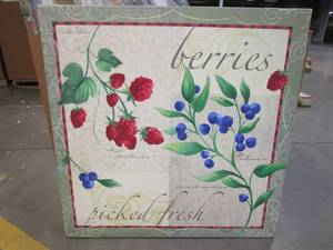lot 316 image: Berries Print on Canvas With Wood Frame. Approximate Dimensions 35 x 35 - SOLD AS IS