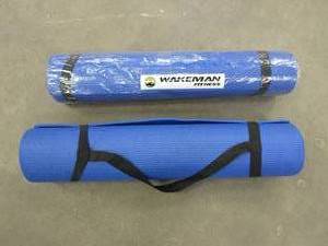 lot 320 image: Lot of 2 - Wakeman Fitness Blue Yoga Mats (ONE OUT OF PLASTIC PACKAGING)