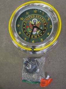 lot 340 image: United States Army Neon Wall Clock (OUT OF BOX)