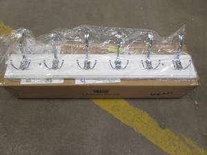 lot 344 image: Lavish Home 80-WALLR-1 Wall Hook Rail-Mounted Hanging Rack With 6 Hooks - White (OPEN BOX)