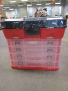 lot 345 image: Storage Tool Box - Portable Multipurpose Organizer With Main Top Compartment and 4 Removable Multi-Compartment Trays by Stalwart