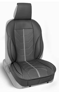 Motor Trend ComfortDrive Deluxe Faux Leather Front Seat Cover for Car Truck Van & SUV, 1 Piece Gray  Ergonomic Padded Car Seat Cushion for Front Seats with Pockets, Auto Interior Cover