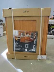lot 2 image: Hampton Bay  Hampton Medium Oak Raised Panel Stock Assembled Wall Kitchen Cabinet (24 in. x 30 in. x 12 in.)