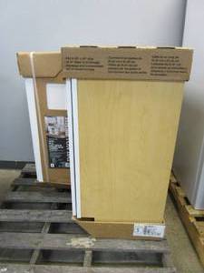 lot 37 image: Hampton Bay  Shaker Satin White Stock Assembled Lazy Susan Corner Base Kitchen Cabinet (28.5 in. x 34.5 in. x16.5 in.)