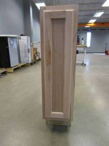 lot 38 image: Hampton Bay  Hampton Assembled 9x34.5x24 in. Base Cabinet in Unfinished Beech (SLIGHT CRACK IN THE BACK)