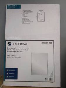 lot 40 image: Glacier Bay 24 in. W x 36 in. H Frameless Rectangular Beveled Edge Bathroom Vanity Mirror in Silver