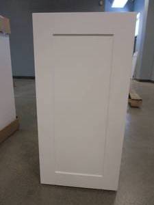 lot 48 image: Hampton Bay  Shaker Satin White Stock Assembled Wall Kitchen Cabinet (15 in. x 30 in. x 12 in.)