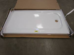 lot 62 image: American Standard  Passage Right Hand Drain 32 in. x 60 in. Single Threshold Shower Base in White (VERY SMALL SCRATCH IN CORNER OF APRON)