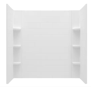 lot 65 image: American Standard  Ovation Curve 60 in. W x 60 in. H 3-Piece Glue Up Alcove Tub Surrounds in Arctic White (SLIGHT SCRATCH & DENT)