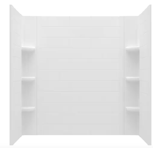 lot 67 image: American Standard  Ovation Curve 60 in. W x 60 in. H 3-Piece Glue Up Alcove Tub Surrounds in Arctic White (SLIGHT SCRATCH & DENT)