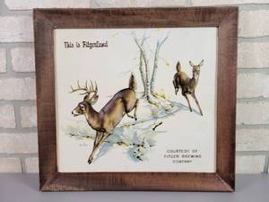 lot 295 image: Vintage Fitgers Beer Vacuum Form White Tail Deer Advertisement - This is Fitgerland by Artist Fred Sweney