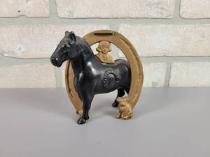 lot 316 image: Cast Iron Good Luck Horse Coin Bank