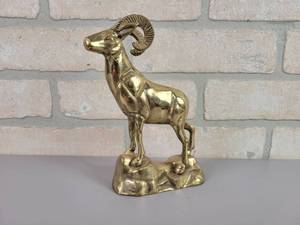 lot 367 image: Vintage Brass Ram Statue
