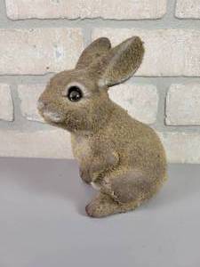 lot 372 image: Vintage Flocked Bunny Rabbit Coin Bank