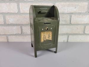 lot 381 image: Vintage Brumberger Tin Mailbox Coin  Bill Bank