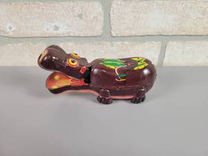 lot 386 image: Vintage Tin Litho Happy Hippo Wind-Up Toy - WORKS See Video - Made in Japan