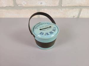 lot 389 image: Vintage Tin Prosperity Bank Coin Bucket Bank