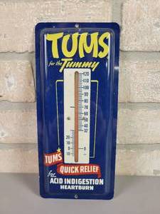 lot 398 image: Vintage Tums for the Tummy Metal Thermometer