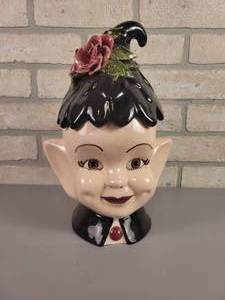 lot 419 image: Vintage Pixie Elf Cookie Jar - Marked F. GUSE