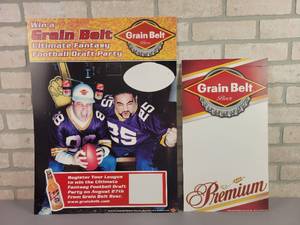 lot 421 image: (2) NOS Grain Belt Beer Cardboard Advertisement