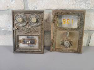 lot 441 image: (2) Antique Bronze US Postal Box Doors