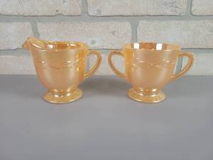 lot 453 image: Depression Era Fire King Cream & Sugar Bowls